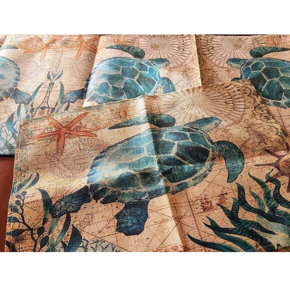 Beach Placemats Sea Turtle Table Decor 8pc Nautical Coastal Dining Decorations - Picture 14 of 16